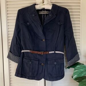 Vintage Anthropologie Daughters of the Liberation Navy Blazer with Belt